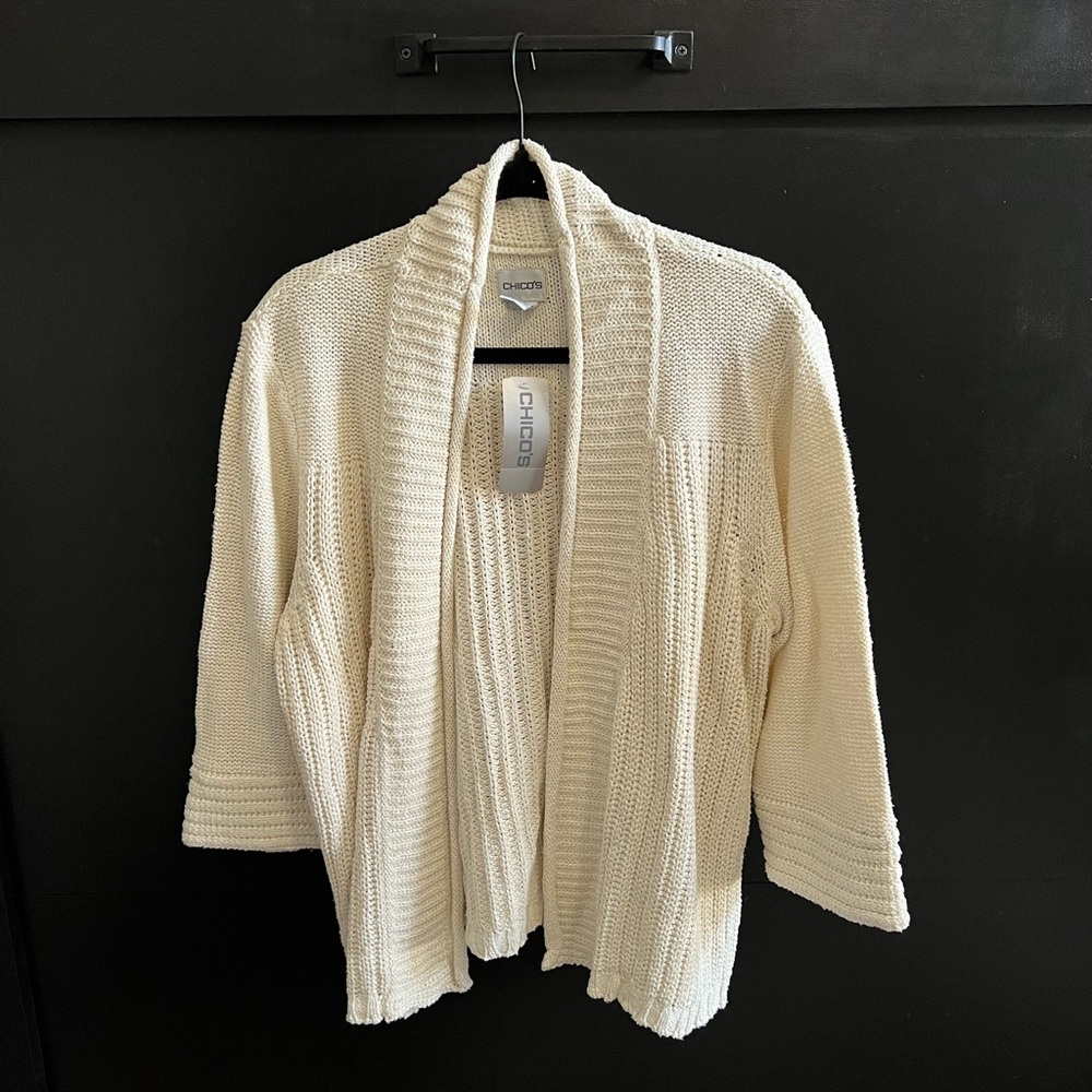 Chico's Cream Open-Front Cardigan
